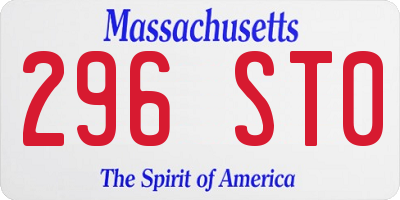 MA license plate 296ST0