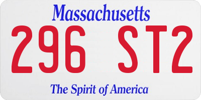 MA license plate 296ST2