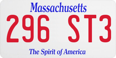 MA license plate 296ST3
