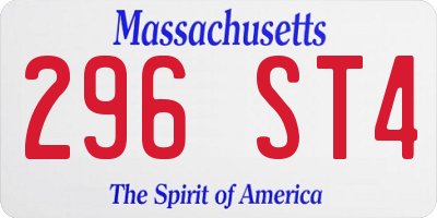 MA license plate 296ST4