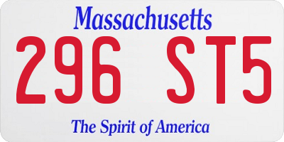 MA license plate 296ST5