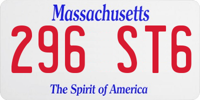 MA license plate 296ST6
