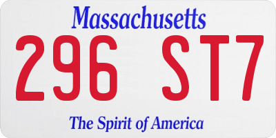 MA license plate 296ST7