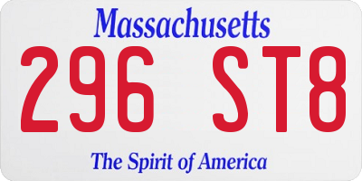 MA license plate 296ST8