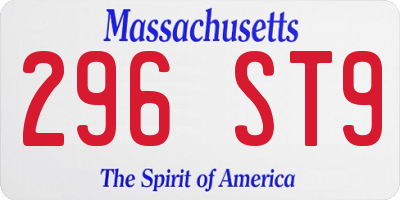 MA license plate 296ST9