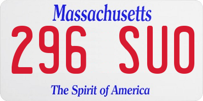 MA license plate 296SU0