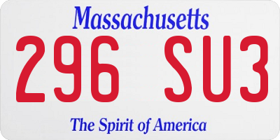 MA license plate 296SU3