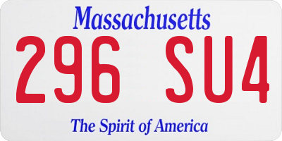 MA license plate 296SU4
