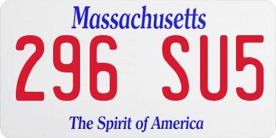 MA license plate 296SU5