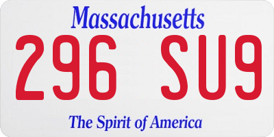 MA license plate 296SU9