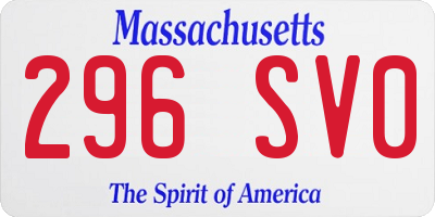 MA license plate 296SV0