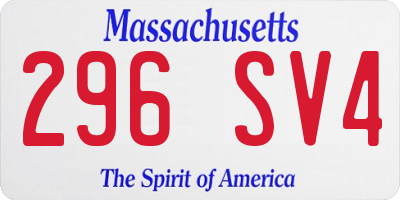 MA license plate 296SV4