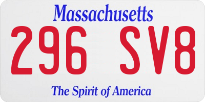 MA license plate 296SV8