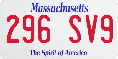 MA license plate 296SV9