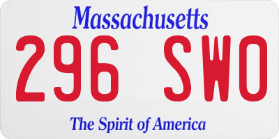MA license plate 296SW0