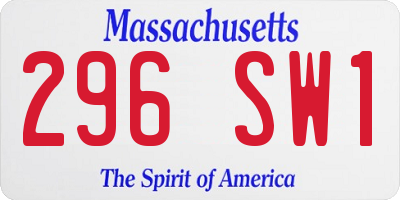 MA license plate 296SW1