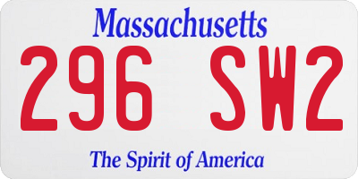 MA license plate 296SW2