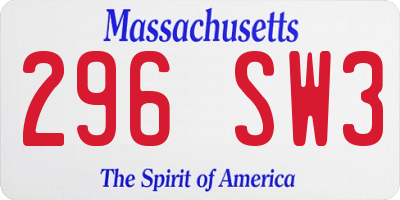 MA license plate 296SW3