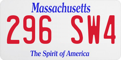 MA license plate 296SW4