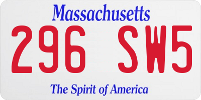 MA license plate 296SW5