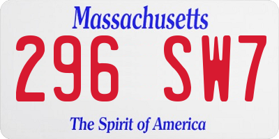 MA license plate 296SW7