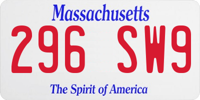 MA license plate 296SW9