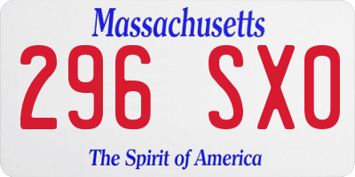 MA license plate 296SX0