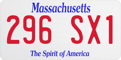 MA license plate 296SX1