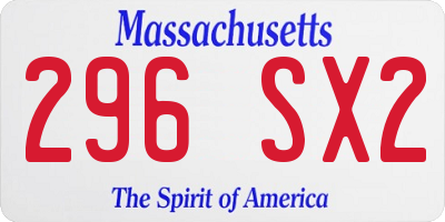MA license plate 296SX2
