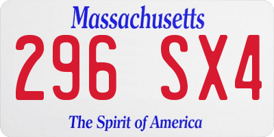 MA license plate 296SX4