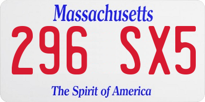 MA license plate 296SX5
