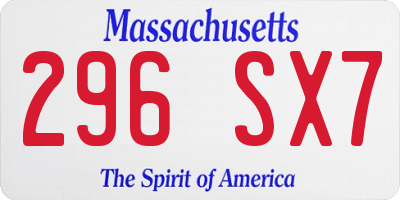 MA license plate 296SX7