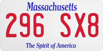 MA license plate 296SX8