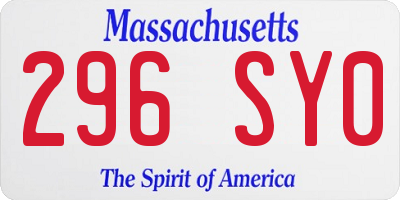 MA license plate 296SY0