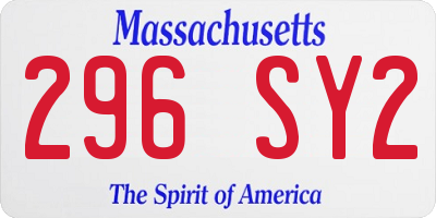 MA license plate 296SY2