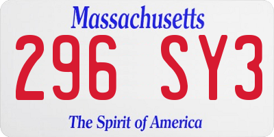 MA license plate 296SY3