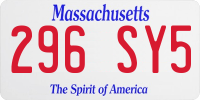 MA license plate 296SY5