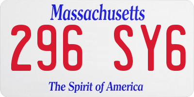 MA license plate 296SY6