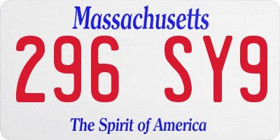 MA license plate 296SY9