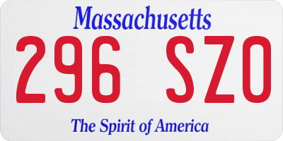 MA license plate 296SZ0