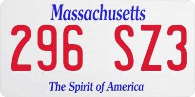 MA license plate 296SZ3