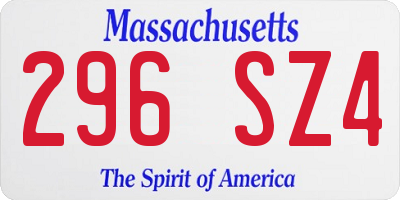 MA license plate 296SZ4