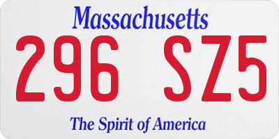 MA license plate 296SZ5