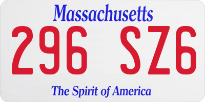 MA license plate 296SZ6