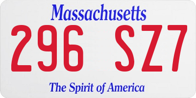 MA license plate 296SZ7