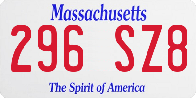 MA license plate 296SZ8