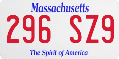 MA license plate 296SZ9
