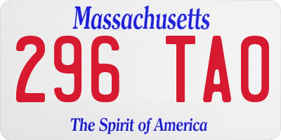 MA license plate 296TA0