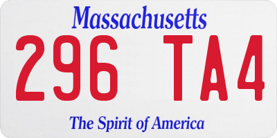 MA license plate 296TA4