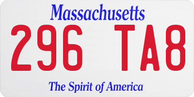 MA license plate 296TA8